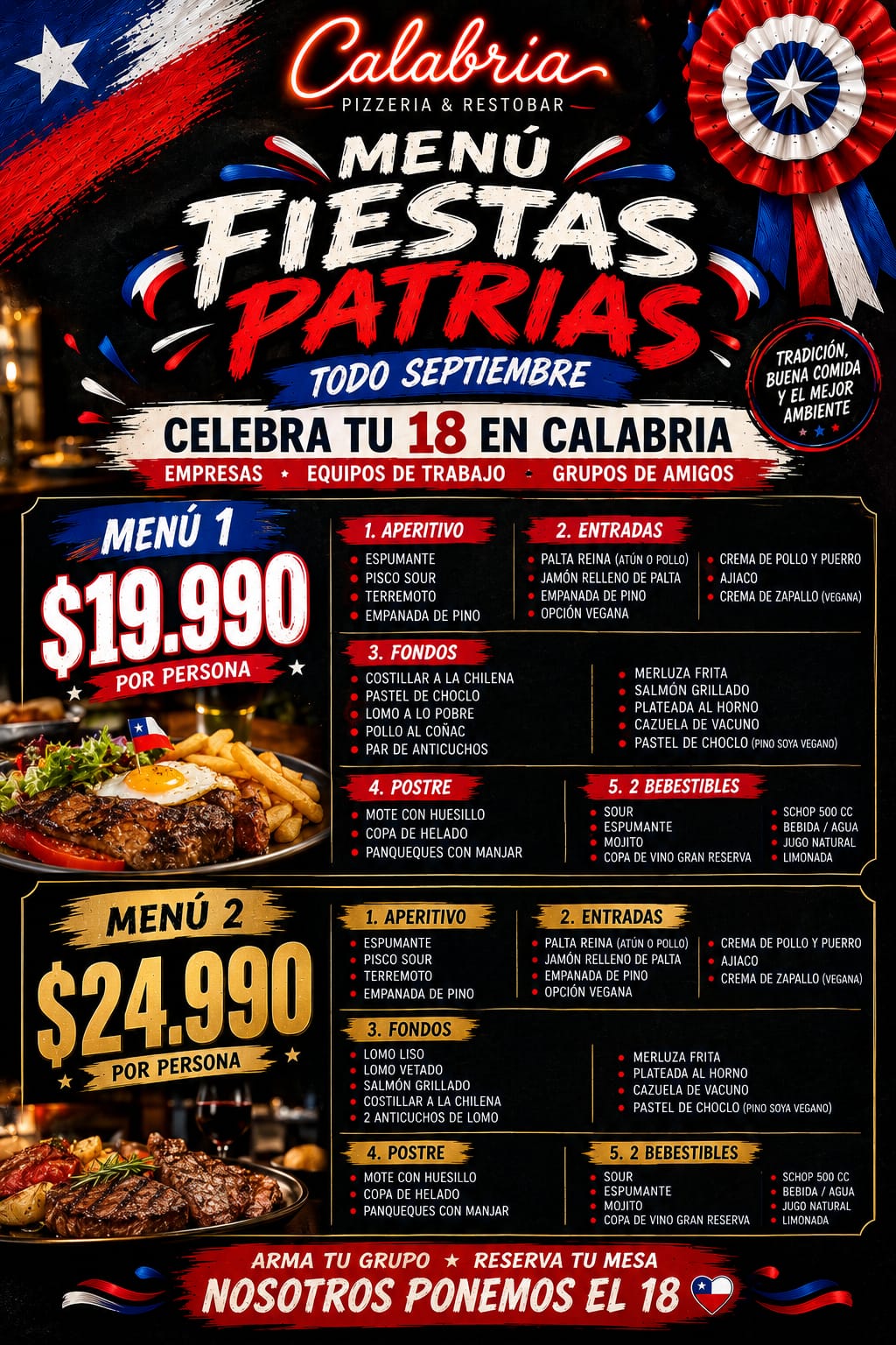 Menú Fiestas Patrias Calabria